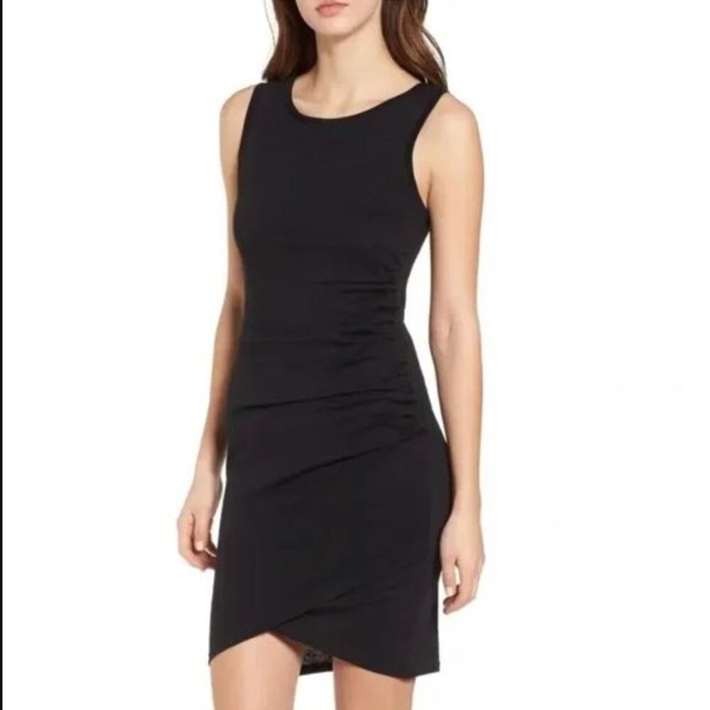 NWOT Leith Sleeveless Ruched Body-Con Mini Dress in Black Size Small